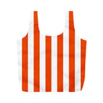Vertical Stripes - White and Tangelo Orange Full Print Recycle Bag (M)