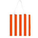 Vertical Stripes - White and Tangelo Orange Grocery Light Tote Bag