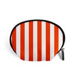 Vertical Stripes - White and Tangelo Orange Accessory Pouch (Small)