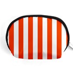 Vertical Stripes - White and Tangelo Orange Accessory Pouch (Medium)