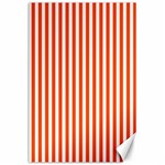 Vertical Stripes - White and Tangelo Orange Canvas 24  x 36 