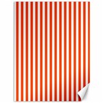 Vertical Stripes - White and Tangelo Orange Canvas 36  x 48 