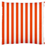 Vertical Stripes - White and Tangelo Orange Large Cushion Case (One Side)
