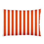 Vertical Stripes - White and Tangelo Orange Pillow Case (One Side)