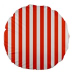 Vertical Stripes - White and Tangelo Orange Large 18  Premium Round Cushion