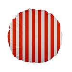 Vertical Stripes - White and Tangelo Orange Standard 15  Premium Round Cushion
