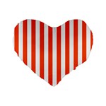 Vertical Stripes - White and Tangelo Orange Standard 16  Premium Heart Shape Cushion