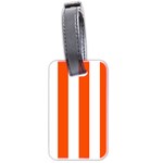 Vertical Stripes - White and Tangelo Orange Luggage Tag (Two Sides)