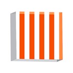 Vertical Stripes - White and Tangelo Orange 4 x 4  Acrylic Photo Block