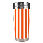 Vertical Stripes - White and Tangelo Orange Stainless Steel Travel Tumbler