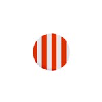 Vertical Stripes - White and Tangelo Orange 1  Mini Button