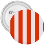 Vertical Stripes - White and Tangelo Orange 3  Button