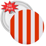 Vertical Stripes - White and Tangelo Orange 3  Button (100 pack)