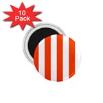 Vertical Stripes - White and Tangelo Orange 1.75  Magnet (10 pack)