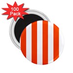 Vertical Stripes - White and Tangelo Orange 2.25  Magnet (100 pack)