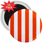 Vertical Stripes - White and Tangelo Orange 3  Magnet (10 pack)