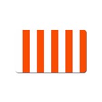 Vertical Stripes - White and Tangelo Orange Magnet (Name Card)