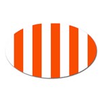 Vertical Stripes - White and Tangelo Orange Magnet (Oval)