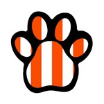 Vertical Stripes - White and Tangelo Orange Magnet (Paw Print)