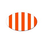 Vertical Stripes - White and Tangelo Orange Sticker (Oval)