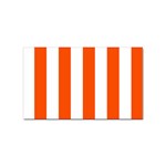 Vertical Stripes - White and Tangelo Orange Sticker (Rectangular)