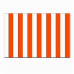 Vertical Stripes - White and Tangelo Orange Postcard 4 x 6  (Pkg of 10)