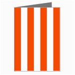 Vertical Stripes - White and Tangelo Orange Greeting Card