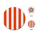 Vertical Stripes - White and Tangelo Orange Playing Cards (Round)
