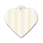 Vertical Stripes - White and Cornsilk Yellow Dog Tag Heart (Two Sides)