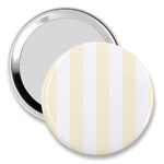 Vertical Stripes - White and Cornsilk Yellow 3  Handbag Mirror