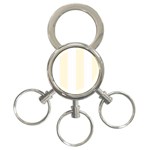 Vertical Stripes - White and Cornsilk Yellow 3-Ring Key Chain