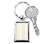 Vertical Stripes - White and Cornsilk Yellow Key Chain (Rectangle)
