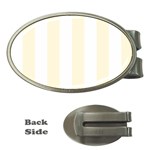 Vertical Stripes - White and Cornsilk Yellow Money Clip (Oval)