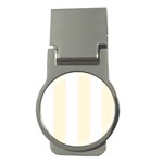 Vertical Stripes - White and Cornsilk Yellow Money Clip (Round)