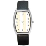 Vertical Stripes - White and Cornsilk Yellow Barrel Style Metal Watch