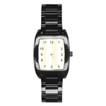 Vertical Stripes - White and Cornsilk Yellow Stainless Steel Barrel Watch