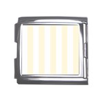 Vertical Stripes - White and Cornsilk Yellow Mega Link Italian Charm (18mm)