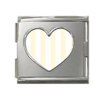 Vertical Stripes - White and Cornsilk Yellow Mega Link Heart Italian Charm (18mm)