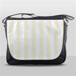 Vertical Stripes - White and Cornsilk Yellow Messenger Bag