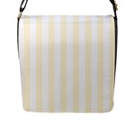 Vertical Stripes - White and Cornsilk Yellow Flap Closure Messenger Bag (L)