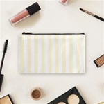 Vertical Stripes - White and Cornsilk Yellow Cosmetic Bag (S)