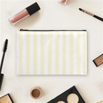 Vertical Stripes - White and Cornsilk Yellow Cosmetic Bag (M)