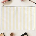 Vertical Stripes - White and Cornsilk Yellow Cosmetic Bag (XXXL)
