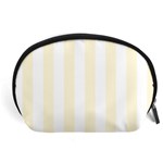 Vertical Stripes - White and Cornsilk Yellow Accessory Pouch (Large)