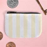 Vertical Stripes - White and Cornsilk Yellow Mini Coin Purse