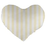 Vertical Stripes - White and Cornsilk Yellow Large 19  Premium Flano Heart Shape Cushion