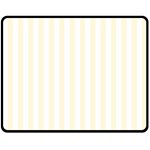 Vertical Stripes - White and Cornsilk Yellow Double Sided Fleece Blanket (Medium) (Two Sides)