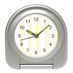 Vertical Stripes - White and Cornsilk Yellow Desk Alarm Clock