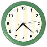 Vertical Stripes - White and Cornsilk Yellow Color Wall Clock
