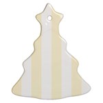 Vertical Stripes - White and Cornsilk Yellow Christmas Tree Ornament (Two Sides)